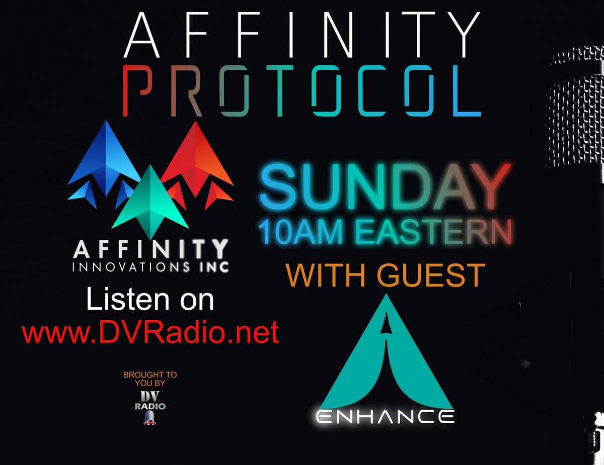 AffinityDefi's tweet photo. 🎤Tune in this Sunday at 10AM EST for the next #AffinityProtocol #Podcast LIVE on @DV_DVRadio!
https://t.co/sYiesikfk0

Special guest this week @chaseacecoleman the CEO of @EnhanceToken. 
This should be a lot of fun, don't miss it!!
#Affinity #Affinitybsc #ADAPT #defi #unitedefi https://t.co/qJVOhnFci7