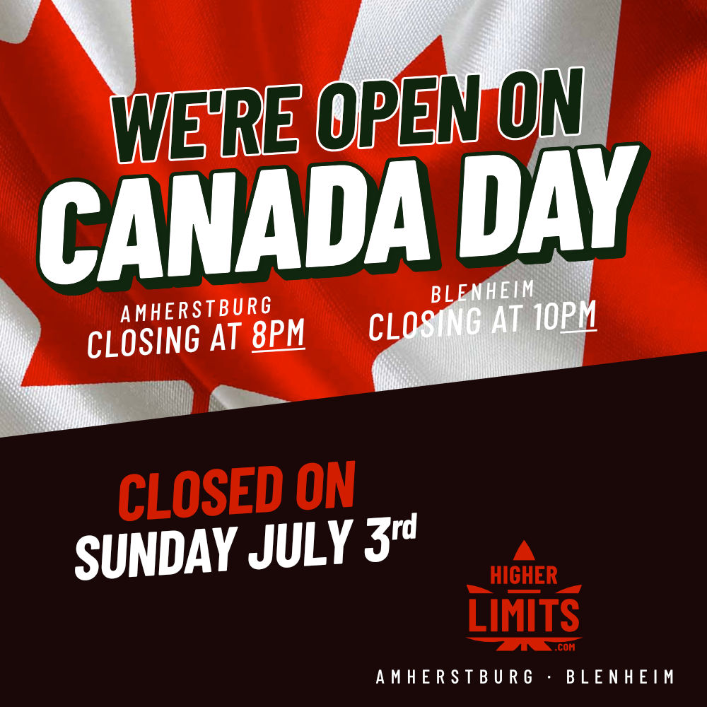 Friends! We are opening tomorrow and closing on Sunday for the holiday.

#Amherstburg - We'll be closing at 8pm tomorrow.

#Blenheim - We'll be closing at 10pm as usual.

Come in and stock up before our holiday closure!

#yourbestbuds #chathamkent #windsoressex