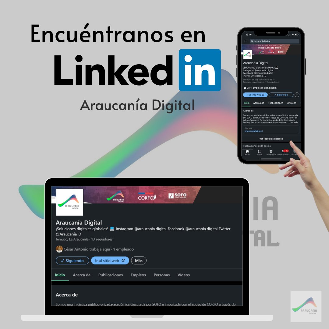 📌Ya nos sigues en nuestra nueva cuent de LinkedIn?  🤔

Encuéntranos como Araucanía Digital y no te pierdas de nada!🤩🤩 acá te dejamos el link 👇

linkedin.com/company/corpor…

#AD #AraucaniaDigital #Linkedin