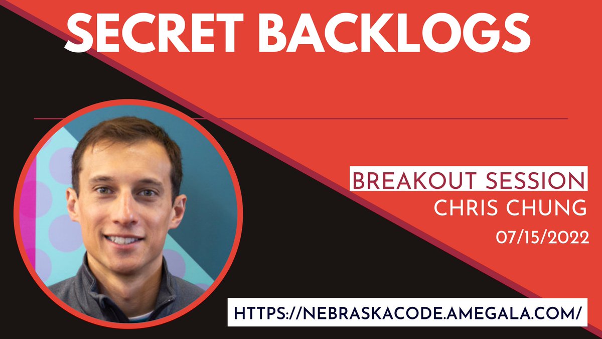 Don't miss 'Secret Backlogs' with <a href="/chungskers/">Chris Chung</a> July 15th at Nebraska.Code()!

nebraskacode.amegala.com

<a href="/spreetail/">Spreetail</a> <a href="/wearespreetail/">We Are Spreetail</a> <a href="/CSM_Omaha/">College of Saint Mary</a> <a href="/waynestcollege/">Wayne State College</a> <a href="/OWHnews/">Omaha World-Herald</a> <a href="/STEMconnector/">STEMconnector</a> <a href="/IADeptofEd/">Iowa Department of Education</a> <a href="/IADeptofEd/">Iowa Department of Education</a> <a href="/CSM_Omaha/">College of Saint Mary</a> <a href="/USDA/">Dept. of Agriculture</a> <a href="/TEKsystems/">TEKsystems</a> <a href="/OLMFoods/">OLM Food Solutions (Orion Land Mark)</a> <a href="/VMware/">VMware</a> <a href="/CityOfLincoln/">City of Lincoln, Nebraska</a> <a href="/ymca/">ymca</a> #Backlog