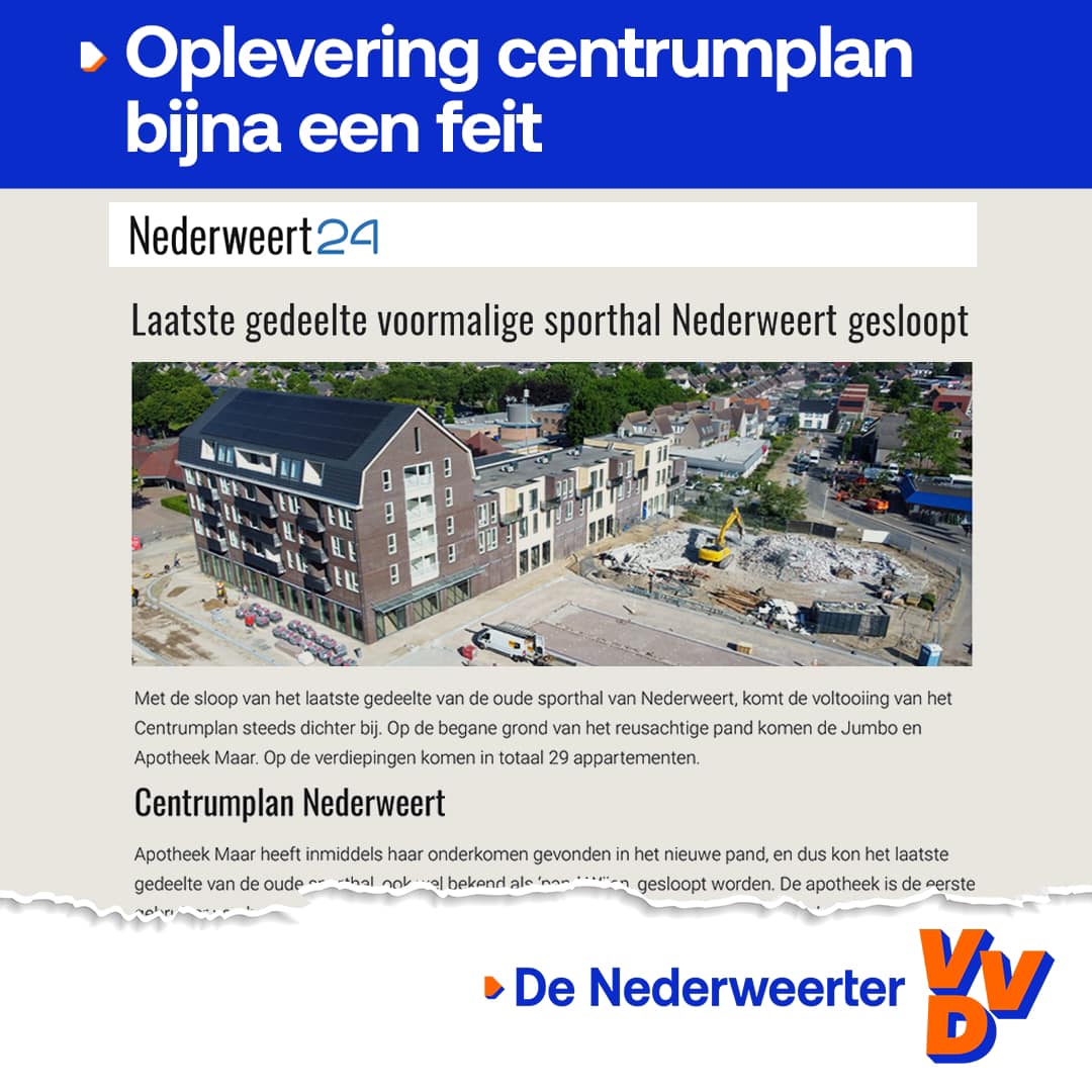 De oplevering van het nieuwe centrumplan is bijna een feit. Binnenkort krijgen de toekomstige bewoners van de 29 appartement de sleutel. Een mooie ontwikkeling voor Nederweert.