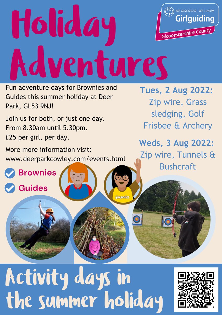Woohoo! Holiday Adventures are ON for Summer!

⭐️ For Brownies and Guides
⭐️ 2nd &amp; 3rd August (join us for one or both!)
⭐️ 8:30-5:30

Book your Brownie or Guide a place here:

deerparkcowley.com/holiday-advent…

Parents can book this themselves, not through unit leaders.