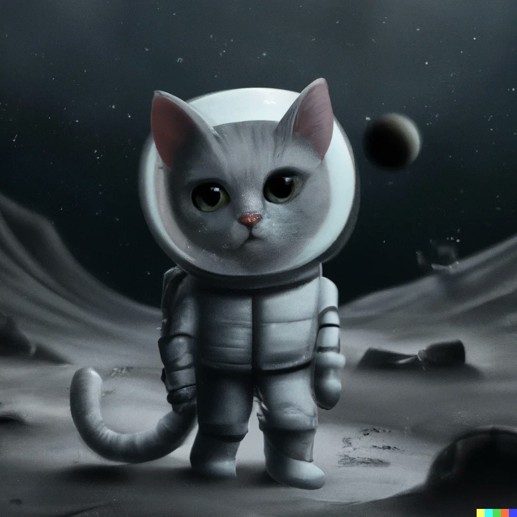 mattreliu's tweet photo. Today I got access to the full version of Dall-e 2, and here I am with an incredible happiness. Trying this new technology and creating art.

Here I leave you a cat in his space adventures.

#dalle2 @OpenAI #ai #aiart #cat #astrocat #space #astronaut #gato #iaart https://t.co/WeDYXBk4P4