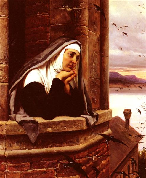 LI_arthistory's tweet photo. Antigoni taking a moment to herself on the terrace / Far Away Thoughts - Eugene de Blaas (1800s) #LoveIsland https://t.co/6H4LmhErMj