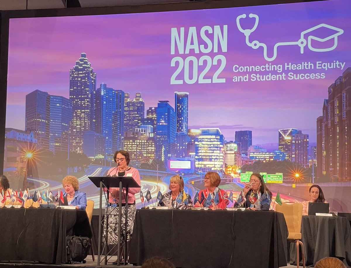 Lkern12's tweet photo. ##NASN2022 Presidentโs address to #@schoolnurses members: @mendonca_linda details her field trip to a #Georgia school with #schoolnurse #leaders and empowers and encourages all of us to #thinkupstream @GAAssociationo1 @Meadowslfcs @AmyRoark10 @SCaldwell7201 https://t.co/GmQhLtCdXz