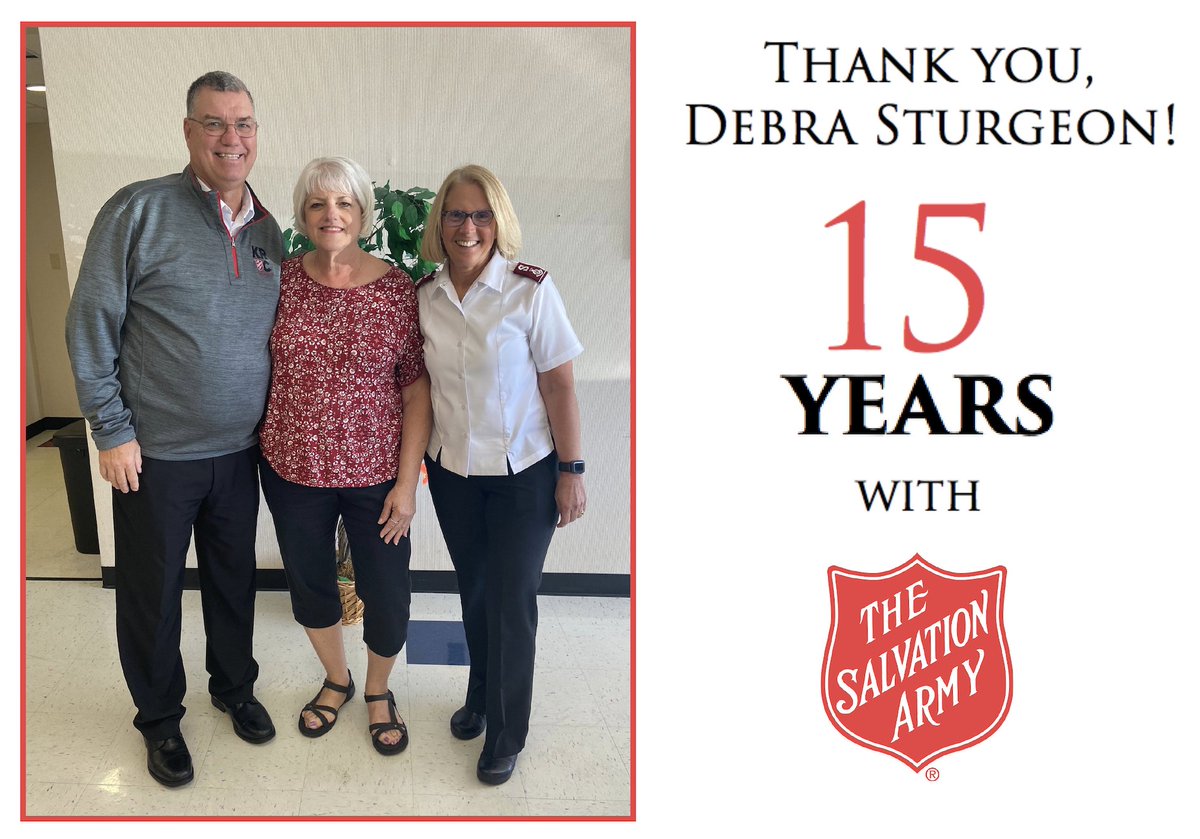 SalArmySTL's tweet photo. Today, we celebrated 2 employees of The #SalvationArmy Midland Division, retiring after many years of dedication &amp; hard work.

Shirley Lawson-Carr worked for us 43 yrs. &amp; Debra Sturgeon worked for us 15 yrs.

Thank you Shirley &amp; Deb, we wish you comfort &amp; joy in your retirements! https://t.co/WiratMPreC