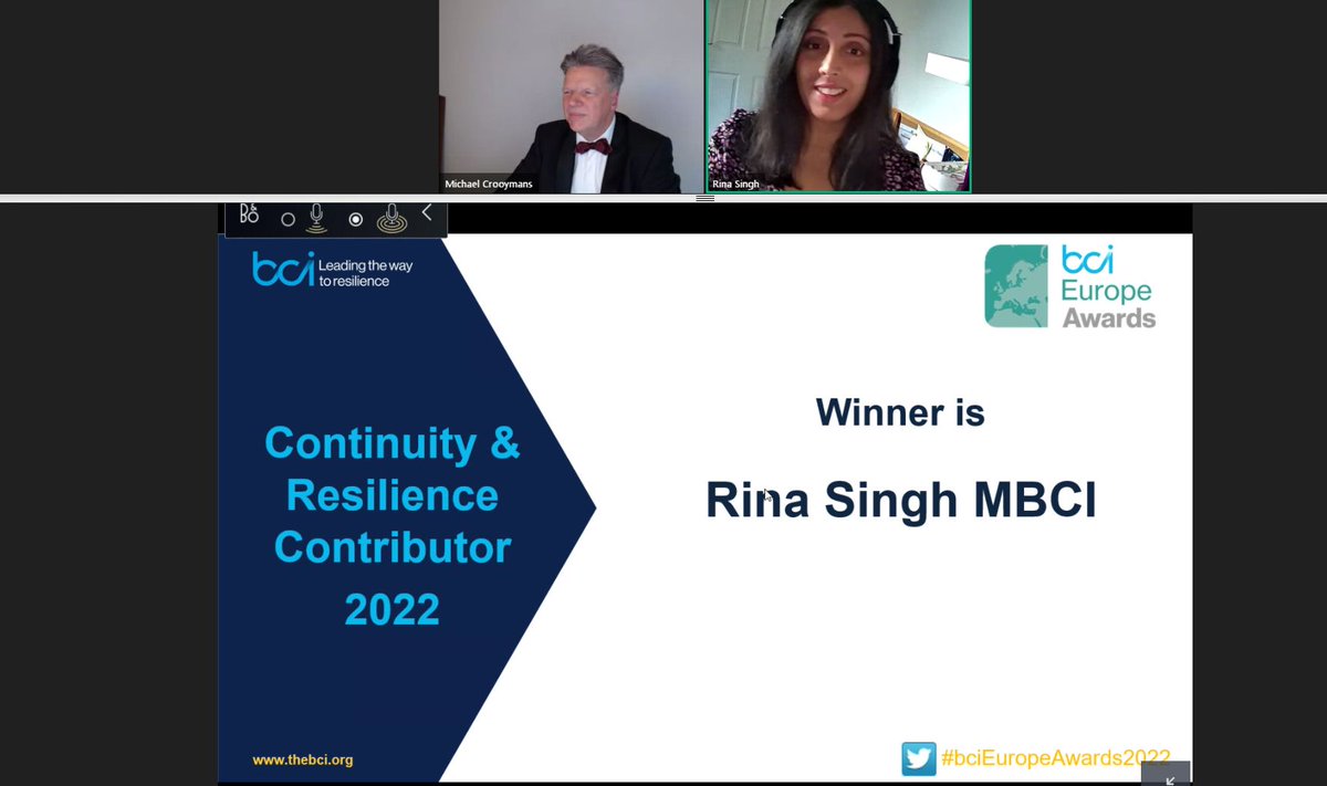 #multiawardwinner ✅
Earlier this evening  I won <a href="/TheBCEye/">The BCI</a> Europe #Award for #continuity and #resilience contributor 2022 for the second year running. 🏆

THANKYOU.🙏🏾
🥂Here's to another 12 months of helping you become resilient in our world full of disruptions. 😉