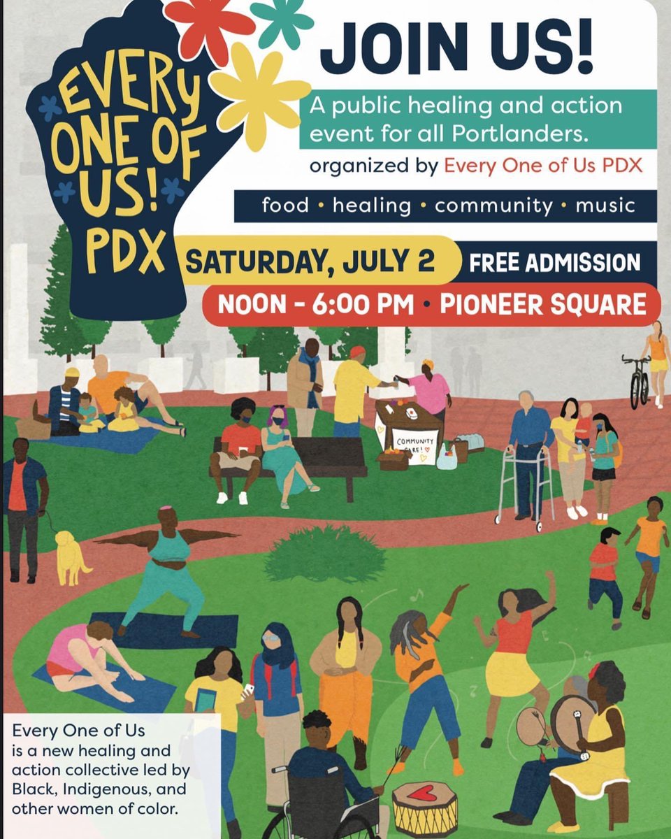 Our friends &amp; co-conspirators of <a href="/EveryOneofUsPDX/">Every One of Us</a> invite you to join a community healing &amp; action event this Saturday, July 2, 12pm-6pm at Pioneer Courthouse Square. It’s a wonderful chance to meet &amp; support some of the most amazing BIPOC healers, creators, &amp; vendors in Portland!
