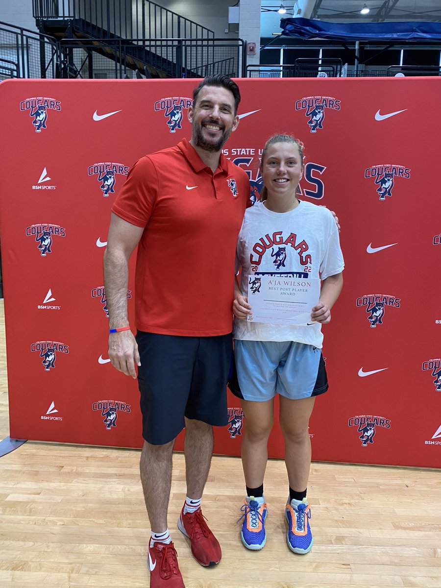 Thank you for having me at your elite camp this past weekend <a href="/CoachHouser/">Matt Houser</a> . I loved meeting the team and learning more about <a href="/CSUCougarsWBB/">Columbus State Women’s Basketball</a>! Honored to receive the "A'ja Wilson Award" (best post)! And thank you to my mom for driving me to camp and supporting me 🥰