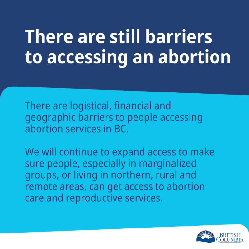 BCGovNews's tweet photo. In light of the Roe v. Wade reversal in the USA, it's important for everyone to know what abortion access looks like in BC. An abortion is a medical procedure and is an essential part of health care in BC. A safe abortion is a medical right in BC. https://t.co/SD2zf7PdqJ