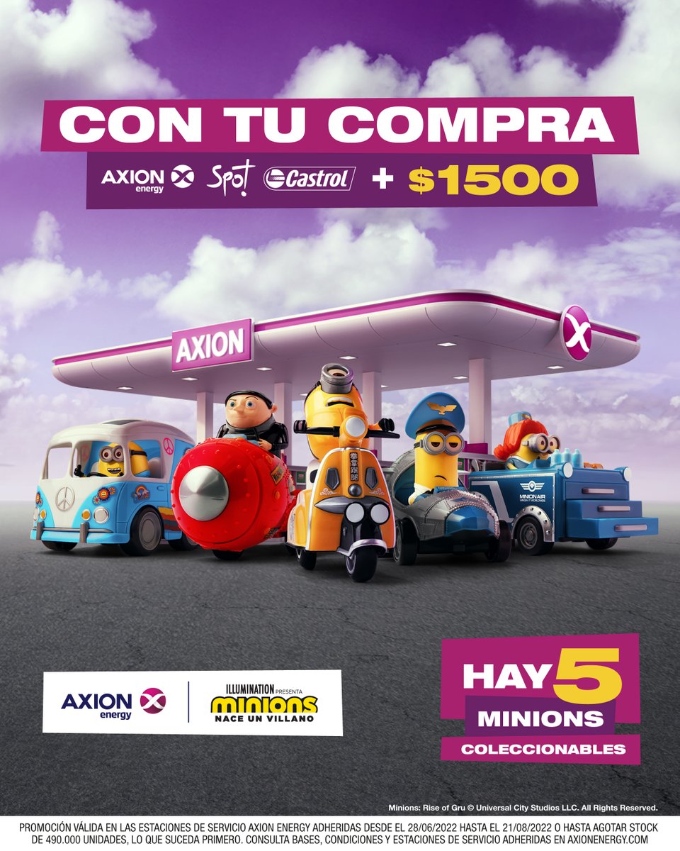 cineymas's tweet photo. Los #Minions llegaron a #AXIONenergy. #cineymas #cine #movie #Película #Promoción #UIP #UniversalStudios #Axion 
https://t.co/6RujgKBxz6 https://t.co/qAQwdp8QsT