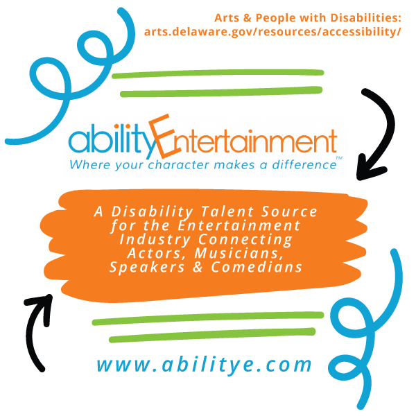 ArtsDelaware's tweet image. @abilityE_ is a #disability #talentsource for the #entertainmentindustry connecting #actors, #musicians, #speakers and #comedians. They are one of several resources that the @ArtsDelaware shares in the #accessibility resource section in our website. arts.delaware.gov/resources/acce…