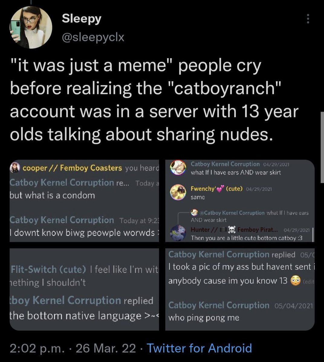 An Open Secret on X: Keffals Catboy Ranch was in a Discord server with  13 years olds talking about nudes! t.co89g3l0qe8B  X