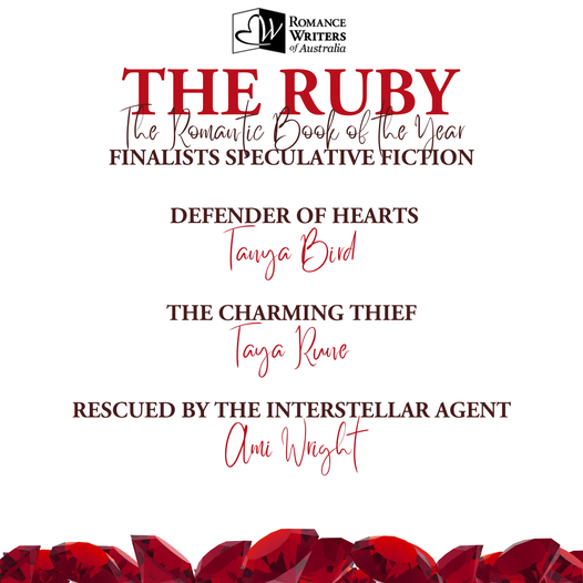 WriterEbony's tweet photo. MOAR ROMANCE!
The finalists in the speculative fiction category! Huge congratulations to
@TanyaBirdWriter , @TayaRune and Ami Wright.
#RubyReadalong https://t.co/wcplS6e9Ka