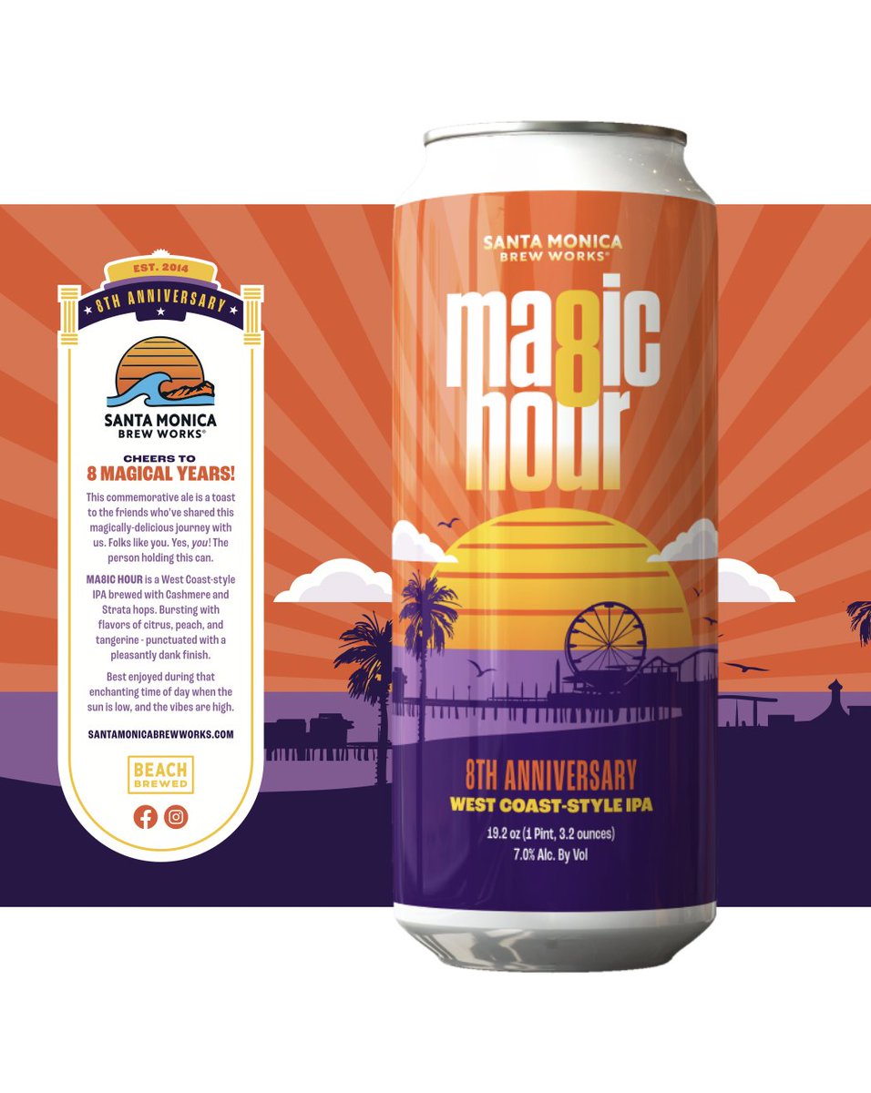 Cheers to 8 Magical Years! Introducing, MA8IC HOUR West Coast-Style IPA. This anniversary ale is a toast to the friends and neighbors who've shared this magically-delicious journey with us. Available starting today at 5PM!