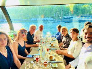 derosa__lisa's tweet photo. After the #Pio2022 a nice dinner on the boat talking about #cancer #microbiome #science and other things! #bateaumouches #paris https://t.co/bFJfTnczPJ