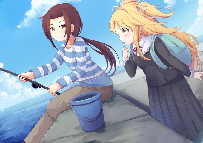 釣りをするルカと魚を眺めるニノン
#プリコネR 