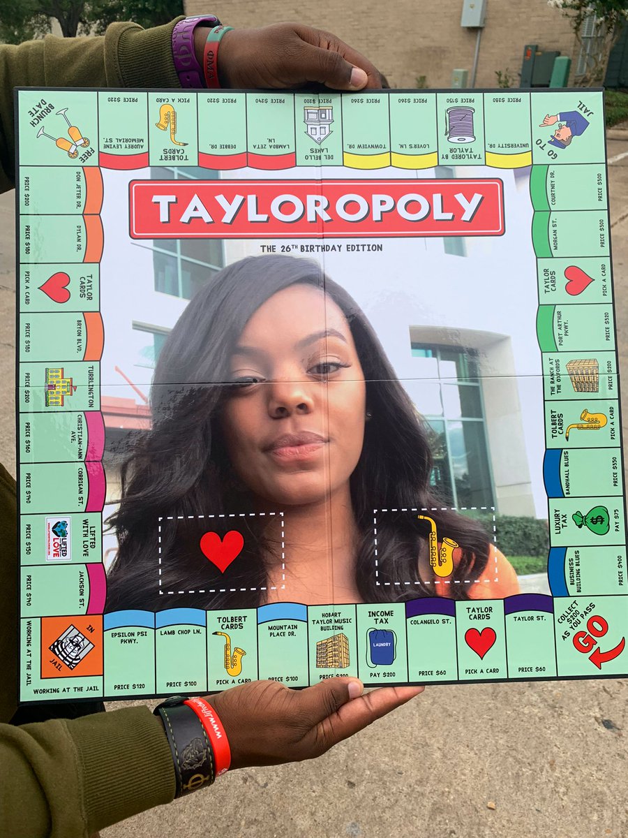 TayylorBee's tweet photo. MY BOYFRIEND OUTDID HIMSELF FOR MY BIRTHDAY!! 😭🎉
I got my own Monopoly Game…Peep the cards and street names!! 🎲 https://t.co/pGnA1FrXmi