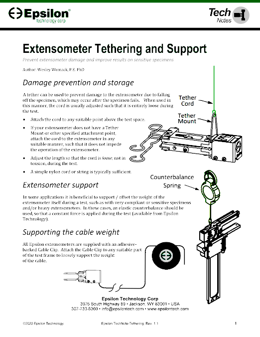 extensometers's tweet photo. Extensometer and Strain Measurement Tech Notes – today’s featured Tech Note is about how to prevent the extensometer from falling after specimen failure, and how to support the weight of the extensometer when testing delicate specimens https://t.co/IApPp51hoZ. #extensometers https://t.co/lgke0eI3ly