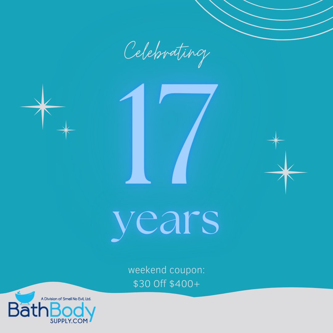 BathBodySupply's tweet photo. 🥂Cheers To 17 Years! - https://t.co/rJ5eIfwUFY $30 off $400+ coupon expires TUESDAY July 5th at midnight est https://t.co/h1GOrtsbis