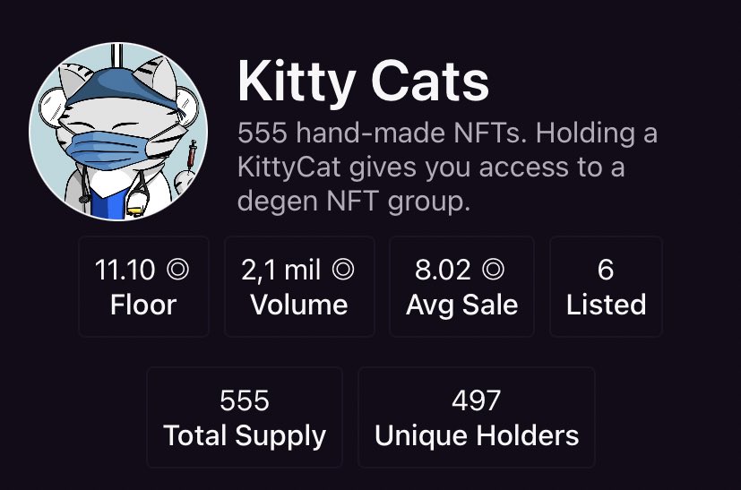 tenko_cripto's tweet photo. Nuevo récord para @KittyCatsSOL, que tiene 6 listados de 555 en total, y solo 3 listados por debajo de 30 SOL.

Lo de esta comunidad no tiene nombre. Y acabamos de empezar, aún no habéis visto nada. Con Daddy Cats saldrá todo su potencial, preparaos, no sabéis lo que se viene… https://t.co/z9NKiN1KIB