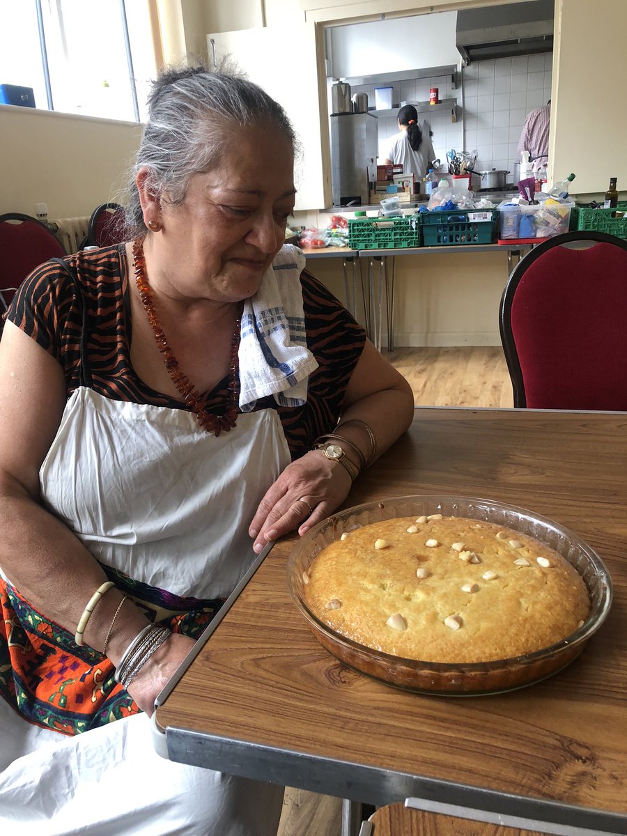 Semolina cake for dessert today - we served this with a dollop of delicious vegan banana ice cream on the side. Chop up and freeze bananas before blending them in a food processor until creamy - hits the spot whilst being healthy! @BathMind