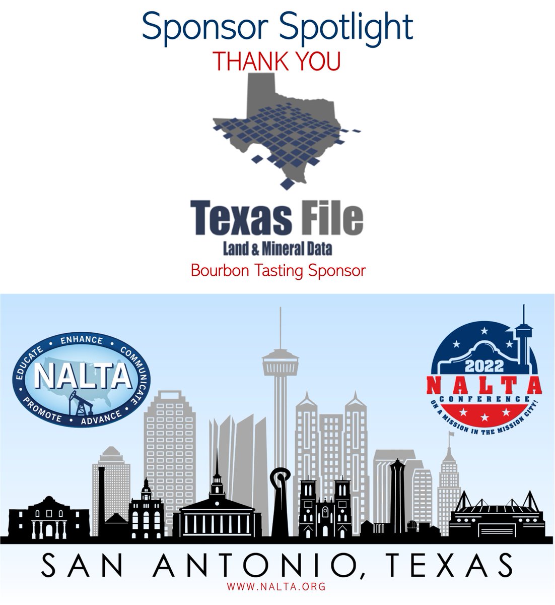 Today we'd like to thank and feature TexasFile for sponsoring the After Dinner Bourbon Tasting for our Tuesday night event. After you've enjoyed a delicious dinner at the Tower of Americas, make sure and visit their table to taste some tasty Texas bourbon.

#nalta22satx