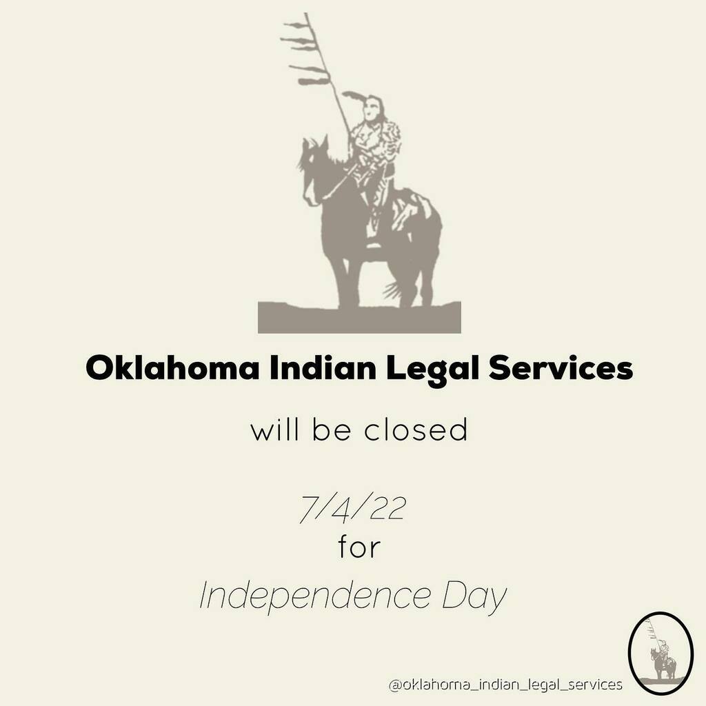 LegalOklahoma's tweet image. OILS will be closed on Monday for Independence Day, but we’ll be back on Tuesday to serve #nativejustice!

#independenceday #indianlaw #legalaid #legalaidhelps instagr.am/p/Cfch1haLSsj/