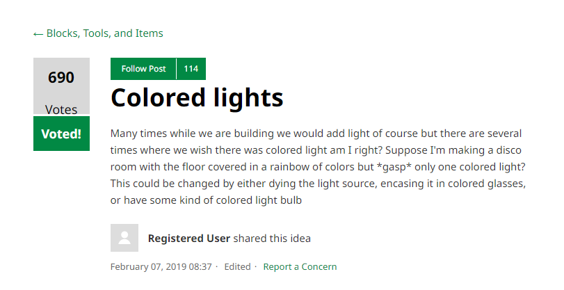 CrepikCZ's tweet photo. Vote this if you want colored light and Arnold in OR. i promise. it worth! 😝https://t.co/a58jpEFnuN
#Minecraft #minecraftfeedback #Feedback https://t.co/DeuwJfEALI