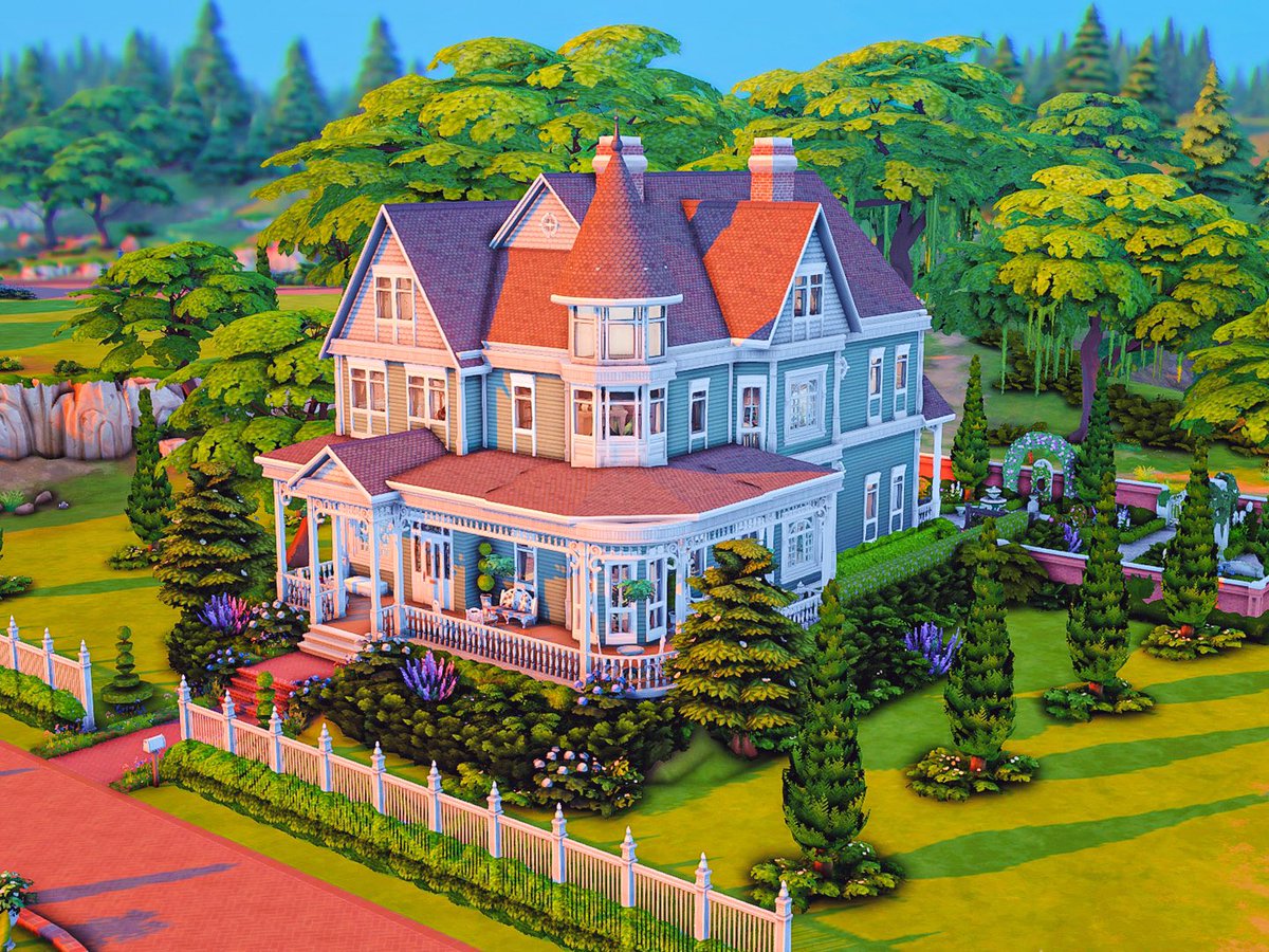waaavysims's tweet image. After 3 weeks the Green Victorian is finally finished! Based off an old floor plan and used a looot of reference photos to try to make it period appropriate🌹 Play-tested and CC free! #ts4 #ShowUsYourBuilds #sims4victorian