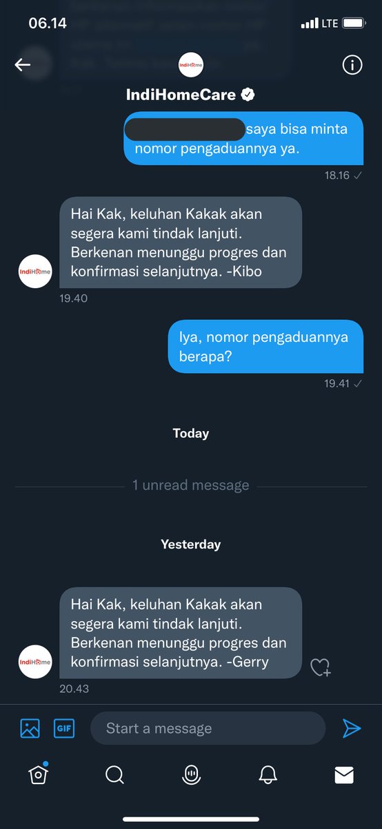 4 hari gabisa pake indihome, petugas sempat datang bilang kabel ada yg putus, setelah itu ditinggal dan dihubungi tidak bisa, complain cm disuruh tunggu doang. Kalo belum bayar juara 1 nagihnya, giliran ada complain cm disuruh nunggu sampai entah kapan 👎🏻 <a href="/IndiHome/">IndiHome</a> <a href="/IndiHomeCare/">IndiHomeCare</a>