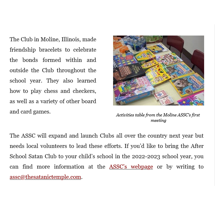 satanic_temple_'s tweet photo. Summer is finally here! Time to celebrate the good work completed this year by the After School Satan Club, Class of 2022!
Read the Full ASSC Newsletter Here⤵️
https://t.co/h5hOJYVTI4 https://t.co/1tEJf1pa4v