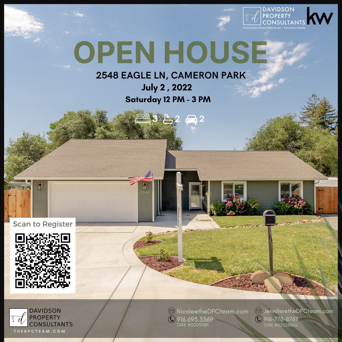DavidsonProper3's tweet photo. The DPC team will be conducting an OpenHouse this Saturday at 2548 Eagle Ln.
We'll see you there!
#realestate #thedpcteam #eldorado #folsom #cameronpark #everythingwetouchturnstosold #locationlocationlocation #homesweethome #instarealestate #realty #JustListed #listing #openhouse https://t.co/m70lZeT5v8