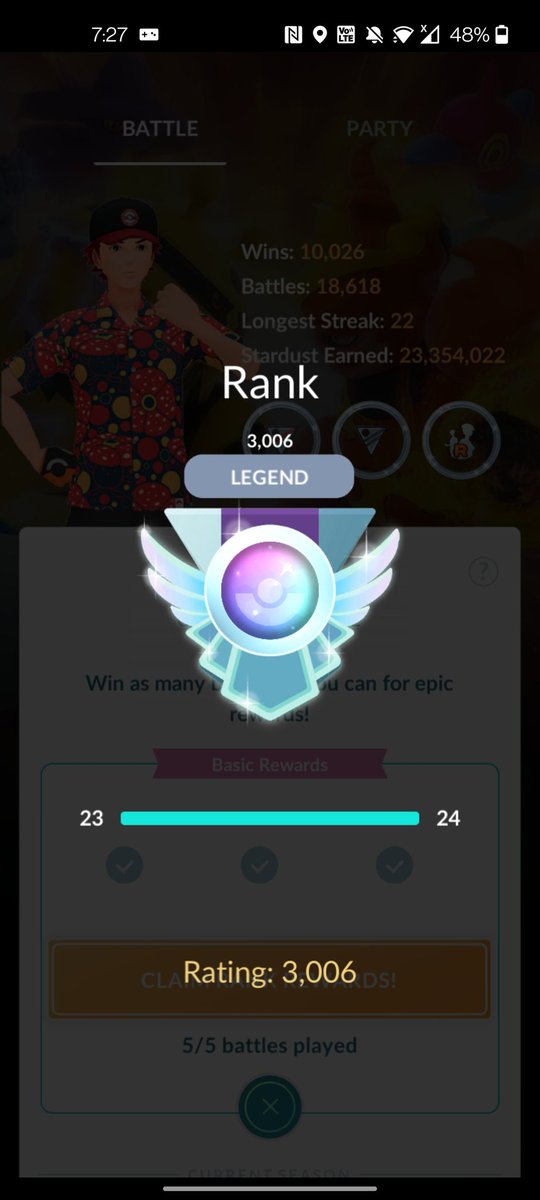 📈🥇👅👑🧬  Smoothest trip to Legend I ever booked!  Ggs!
.
.
.
#PokemonGO #GOBattleLeague #PokemonGoApp