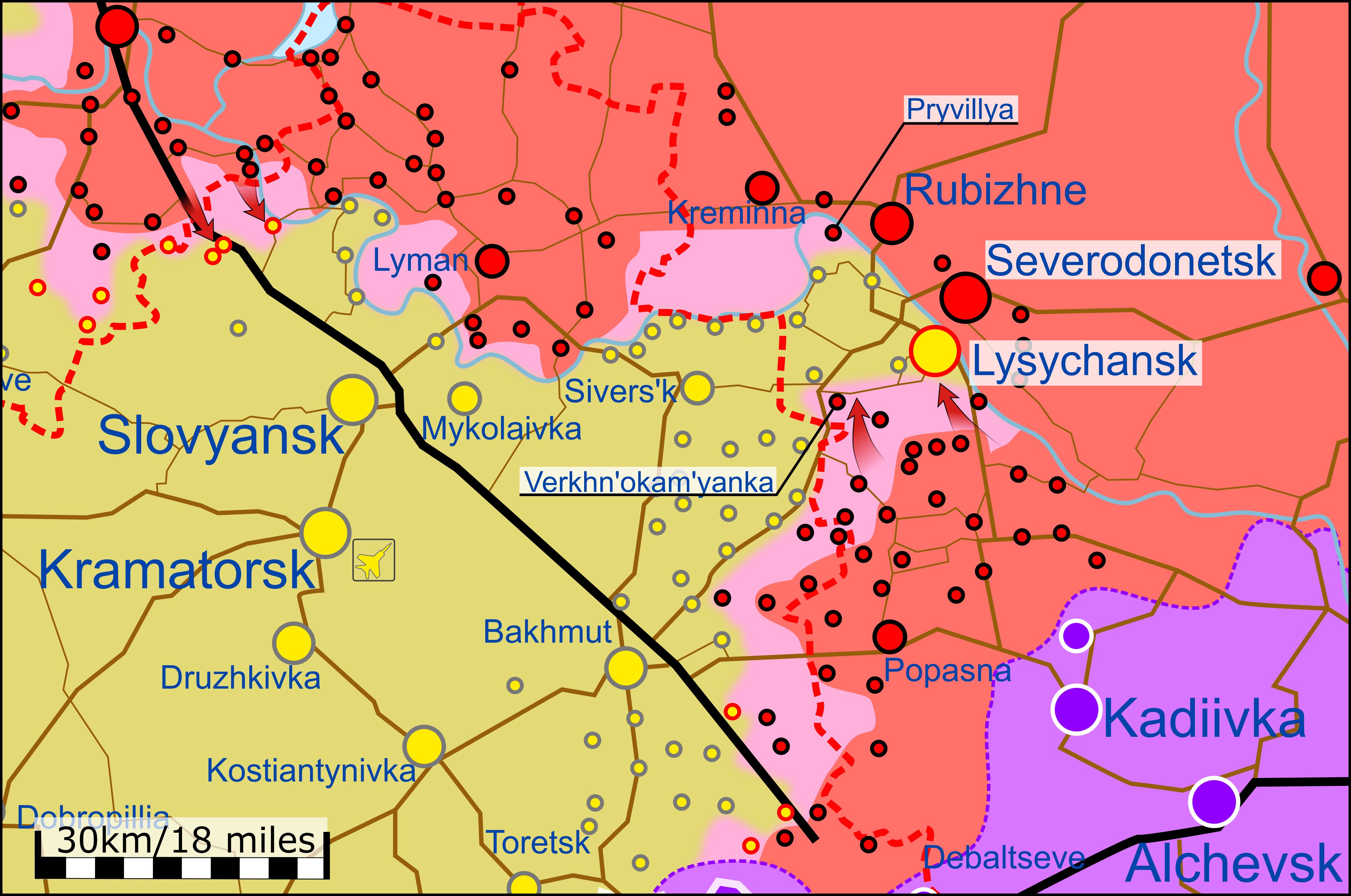 Карта боевых действий на Украине 