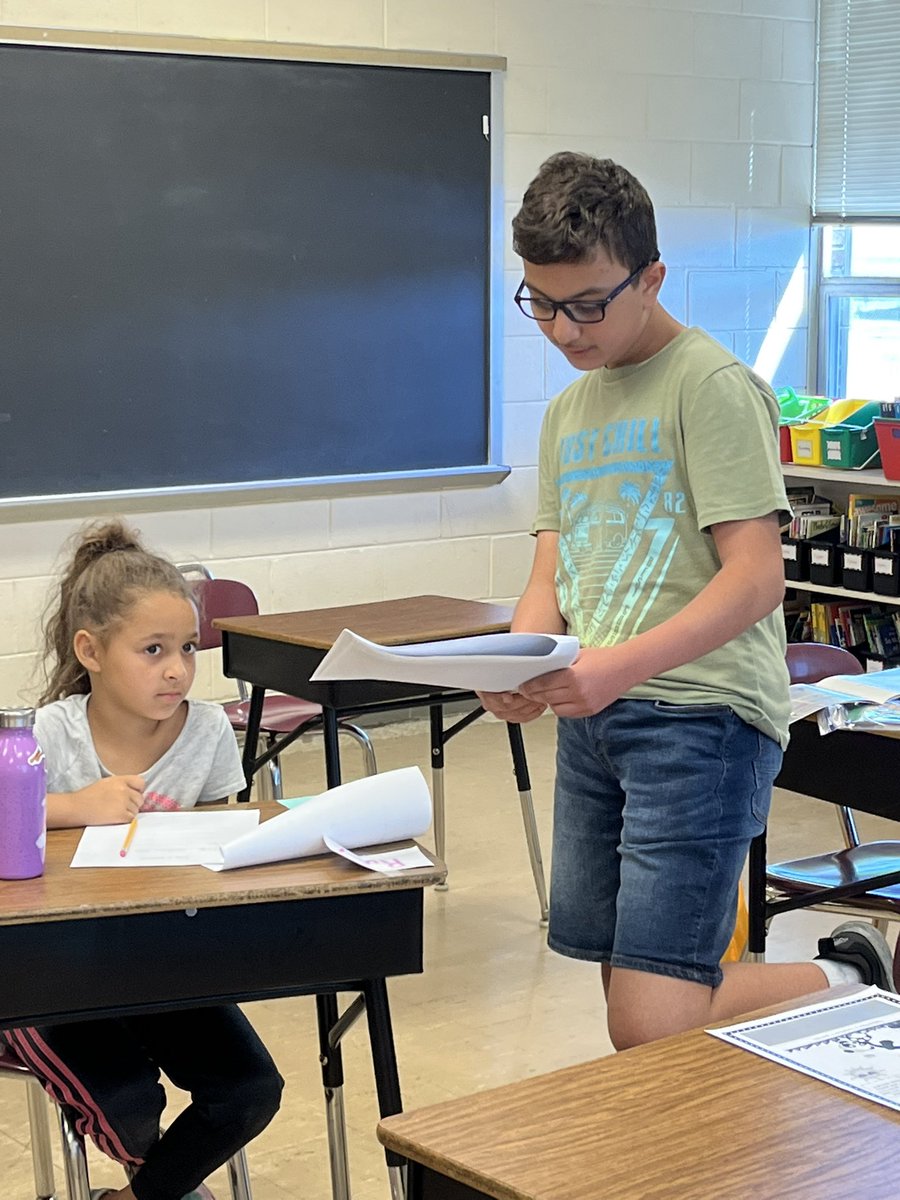 6th, 7th, and 8th grade students read their animal reports to the 1st and 2nd graders <a href="/ISD109Summer/">Indian Springs 109 Summer School</a> #d109pride.