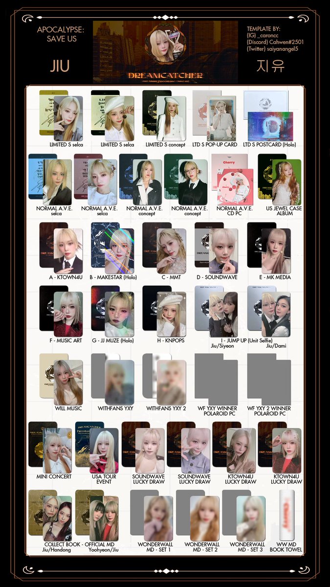 Dreamcatcher JIU ジユ トレカ Photocard DejaVu Dreamcatcher JIU ジユ トレカ Photocard DejaVu Dreamcatcher