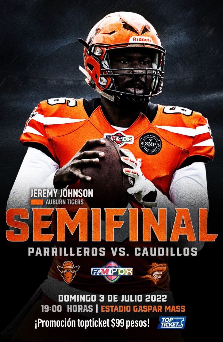 🏈 Continúa la promoción #topticket
🙌 Todos juntos vamos por el pase a la Final
🎫Entrada general $99 solo en topticket.mx

🔥 <a href="/ParrillerosFBA/">Parrilleros Football</a> vs. @caudilloscuu
📅 Domingo 3 de julio
⏰ 7pm
🏟 Estadio Gaspar Mass

#FútbolAmericano #Parrilleros <a href="/Soy_FAM/">Fútbol Americano de México FAM-YOX</a>