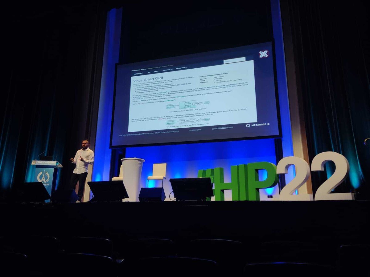 BatutaPlatform's tweet photo. Salvador Mendoza @Netxing presentó el día de hoy en @hackinparis su investigación sobre el ataque PINATA, una amenaza dirigida a las tarjetas de chip EMV. ¡Felicidades! Descubre más: https://t.co/6WSax3TP2Q
#MetabaseQ #HIP22 #HackInParis #BetterBaseBetterFuture #EMV #PINATA https://t.co/C36FyPenoe