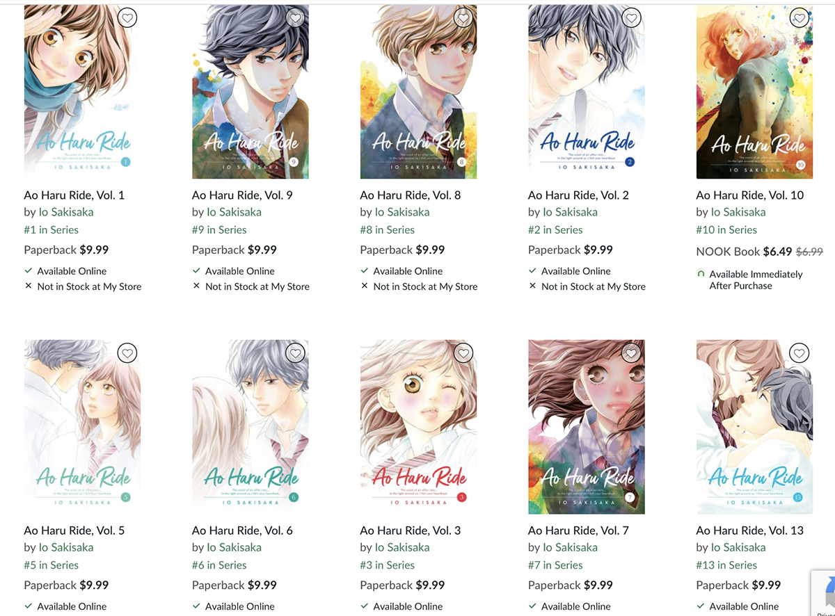 Shojo Beat on Twitter: "All volumes of Ao Haru Ride (vols. 1-13) are in