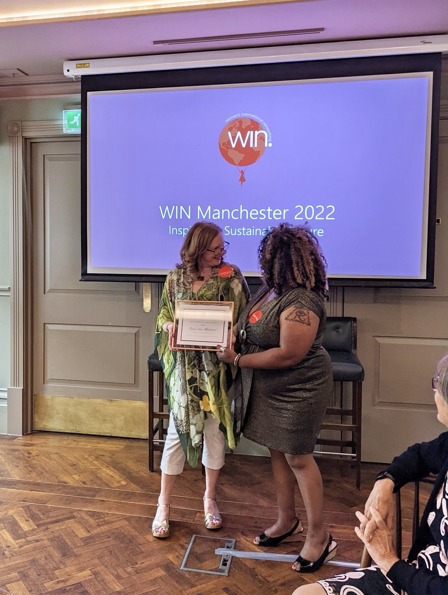 Zebra_carol's tweet photo. So this happened 😲 at @WINConference #WINManchester I was awarded the Manchester #InspiringWomenWorldwide award,
Thank you 🙏🏽to founder @KristinEngvig along with @CMBoggiano and the #WIN team in #Switzerland and the #UK💫
@LucyDanger is sharing my utter shock at the award 😜 https://t.co/jFjyRhycoL