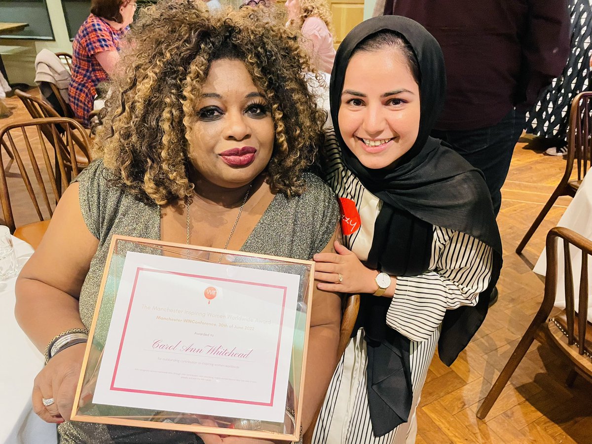 Zebra_carol's tweet photo. So this happened 😲 at @WINConference #WINManchester I was awarded the Manchester #InspiringWomenWorldwide award,
Thank you 🙏🏽to founder @KristinEngvig along with @CMBoggiano and the #WIN team in #Switzerland and the #UK💫
@LucyDanger is sharing my utter shock at the award 😜 https://t.co/jFjyRhycoL
