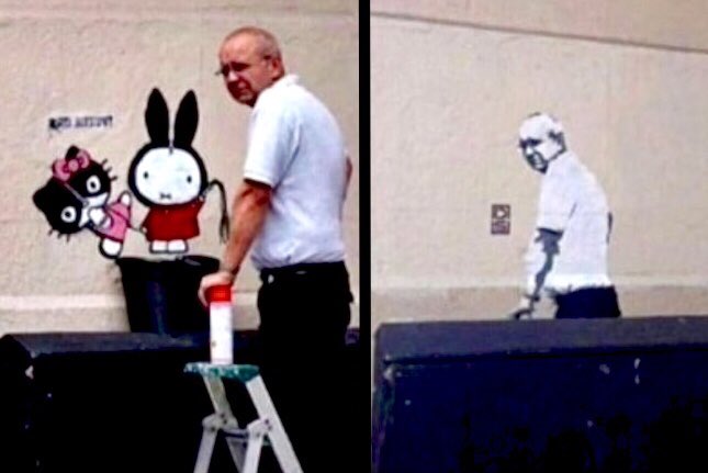 EmergencyBK's tweet image. Graffiti removal guy returns to find image of himself🤭🤣
