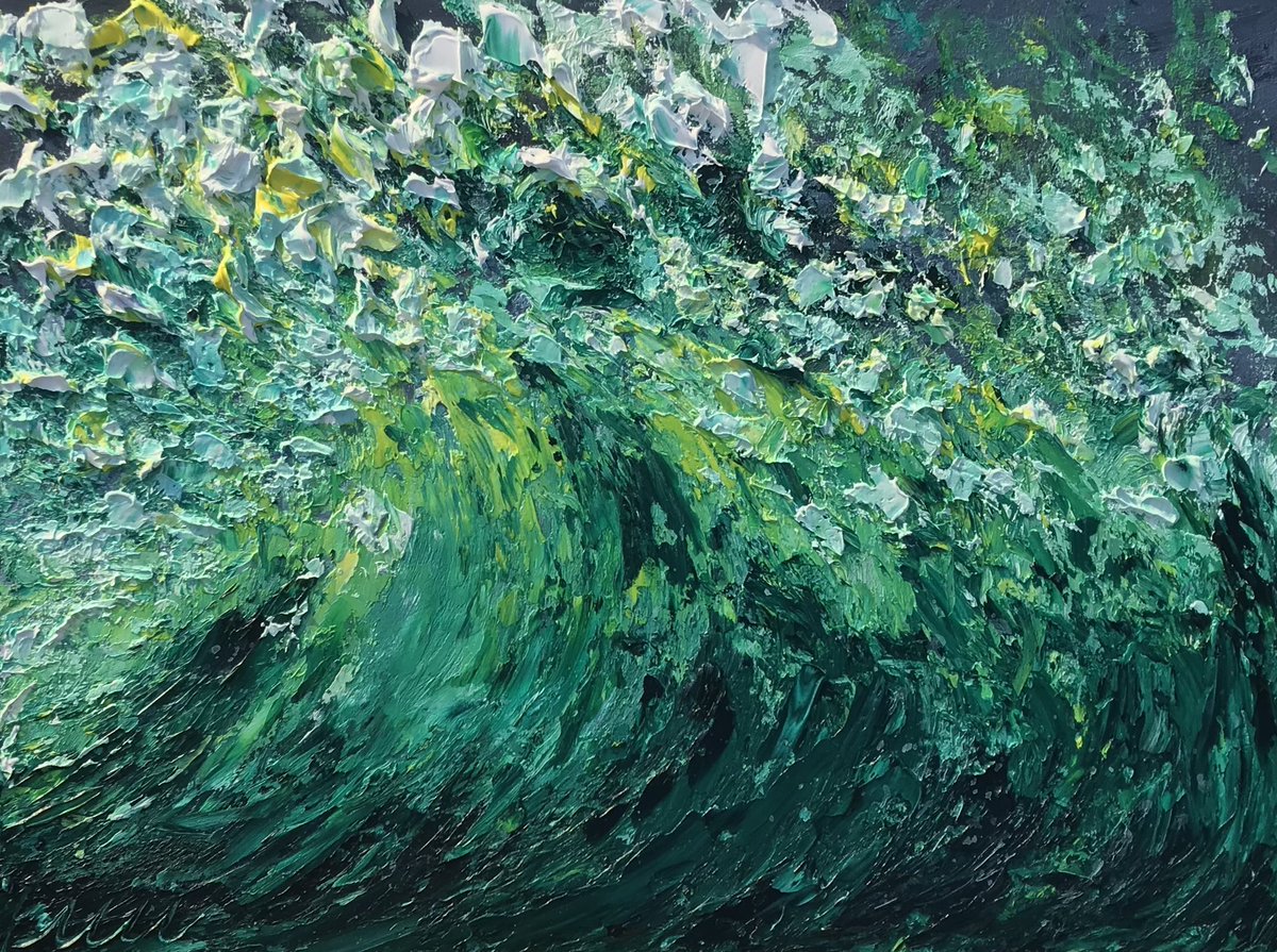 viridisartem's tweet image. Wave study, oil on wood