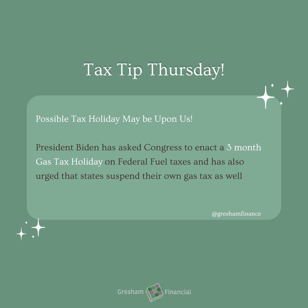 Time for Tax Tip Thursday 

#presidentbiden #gastax #taxhelp