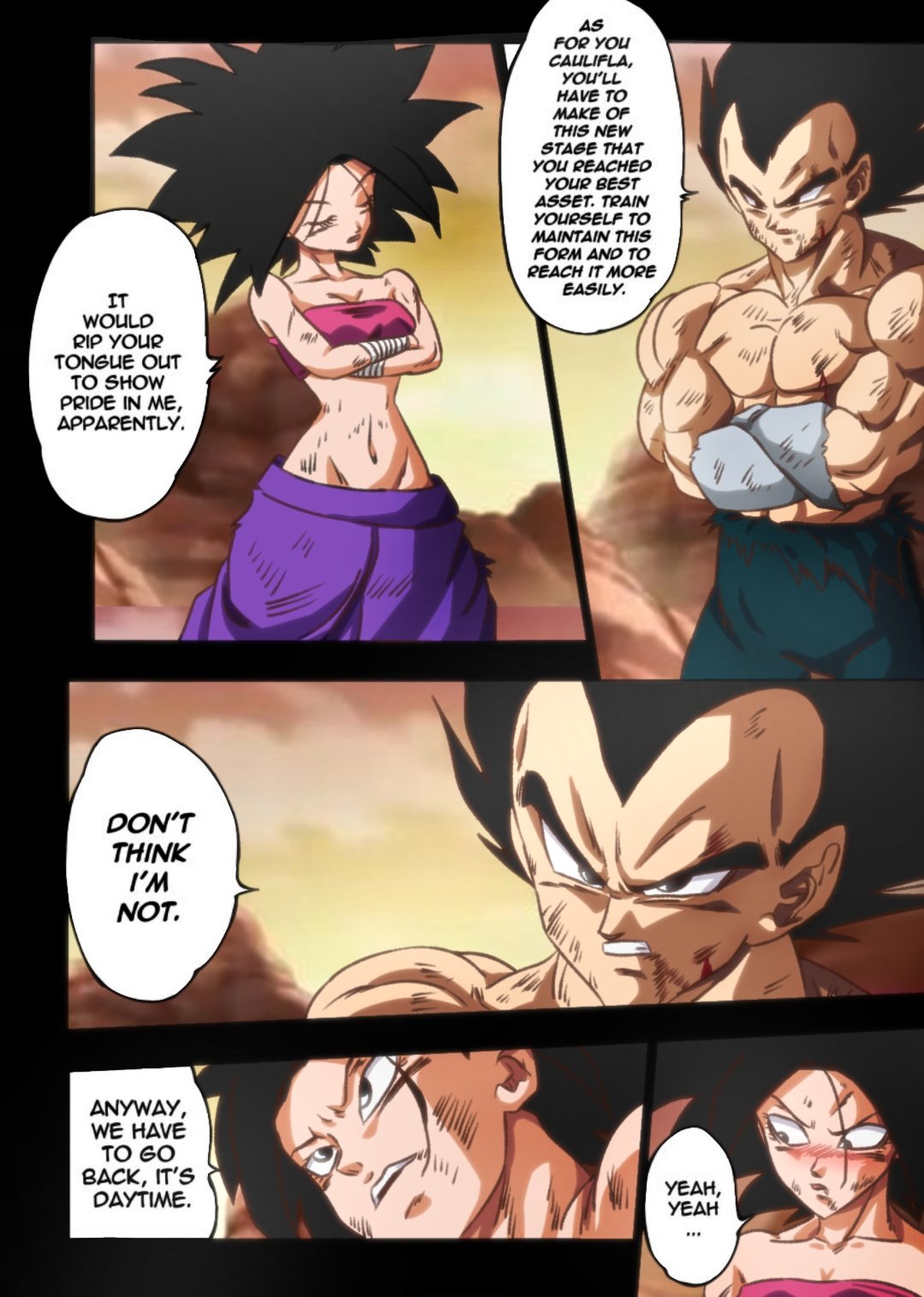 DB Kakumei manga: Vegeta kicks Caulifla animated by GokuZboku on