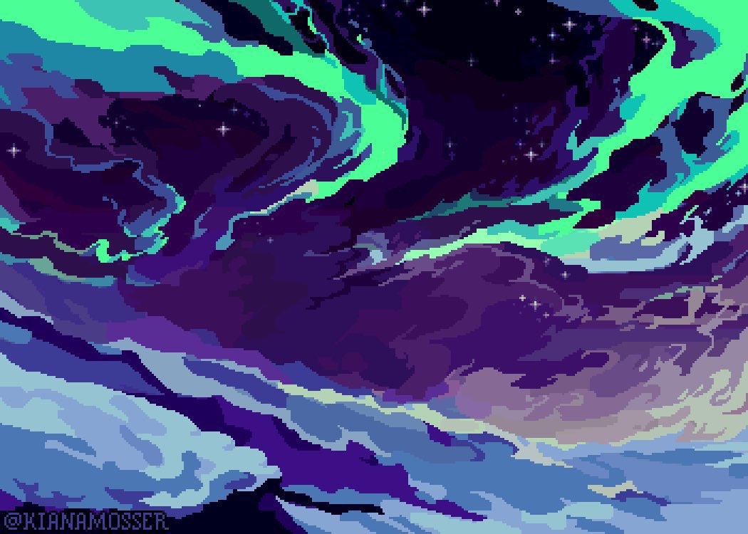 「aurora on a windy night 」|Kiana Mosser 🐇のイラスト