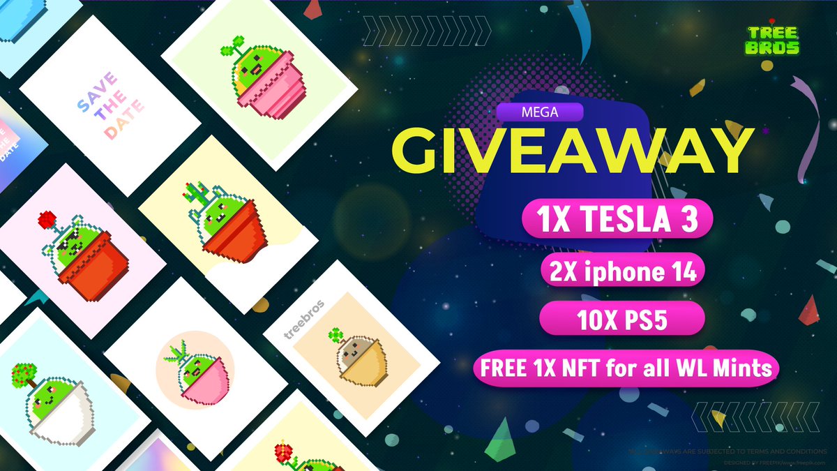 1x FREE NFT GIVEAWAY for all WL Mints! 

After presale, TESLA, IPHONE, PS5 raffles

To get Whitelisted
1. Follow 
<a href="/TreeBrosNFT/">🌿TreeBros🌿</a>
 2. Like and RT

#NFTs #NFT #NFTGiveaway #NFTCollection #NFTCommunity #Tesla #iphone14 #PS5 #NFTGiveaways #WhitelistGiveaway #WLGiveaways #whitelisting