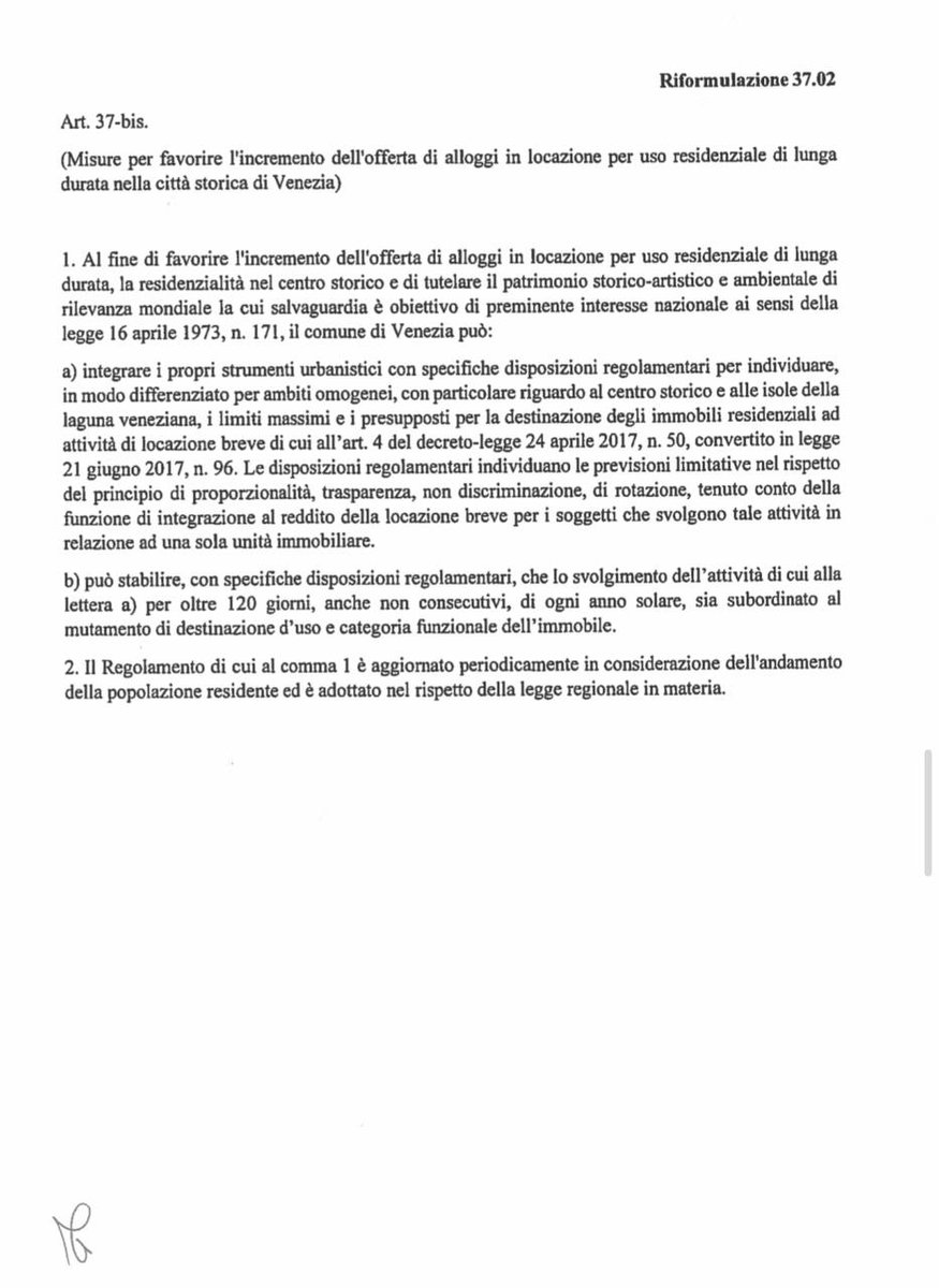 Con un emendamento al #DLAiuti approvato ieri il comune di Venezia può regolamentare arbitrariamente  le #locazionibrevi .  I #piccoliproprietari vengono spogliati vergognosamente di un diritto costituzionale.
