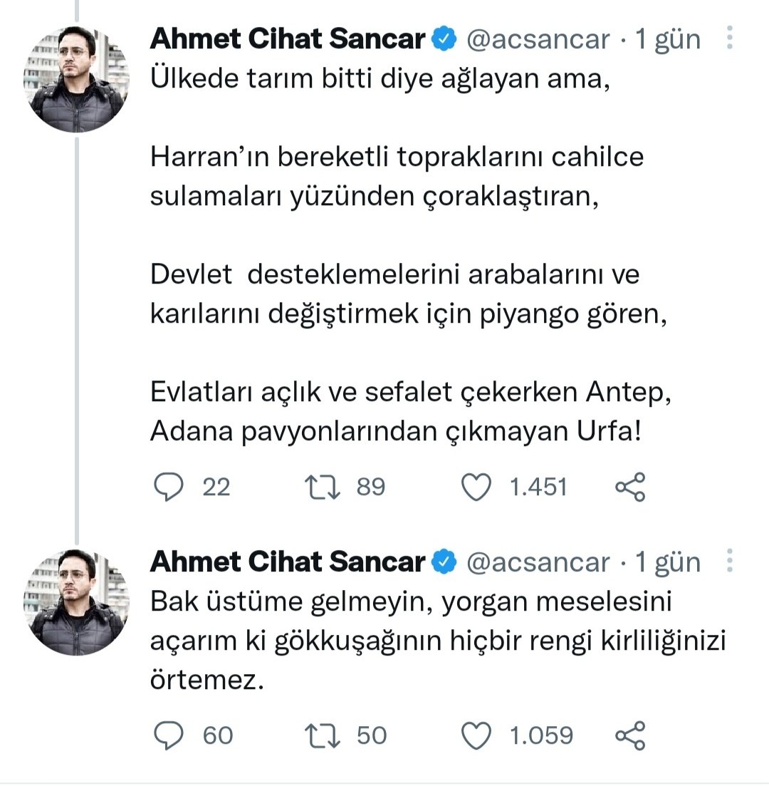 Kendini bilmez biri kalkıp bir kişi yüzünden tüm Urfa lıları bırak Hz İbrahim a s bile hakaret etmiştir
<a href="/UrfaValiligi/">T.C. ŞANLIURFA VALİLİĞİ</a> <a href="/UrfaBarosu/">Şanlıurfa Barosu Başkanlığı</a> <a href="/MTanal/">Av.Mahmut TANAL</a> <a href="/valisalihayhan/">Salih AYHAN</a> <a href="/TC_icisleri/">T.C. İçişleri Bakanlığı</a>  bu bir suç duyurusu lütfen gereken yapılsın